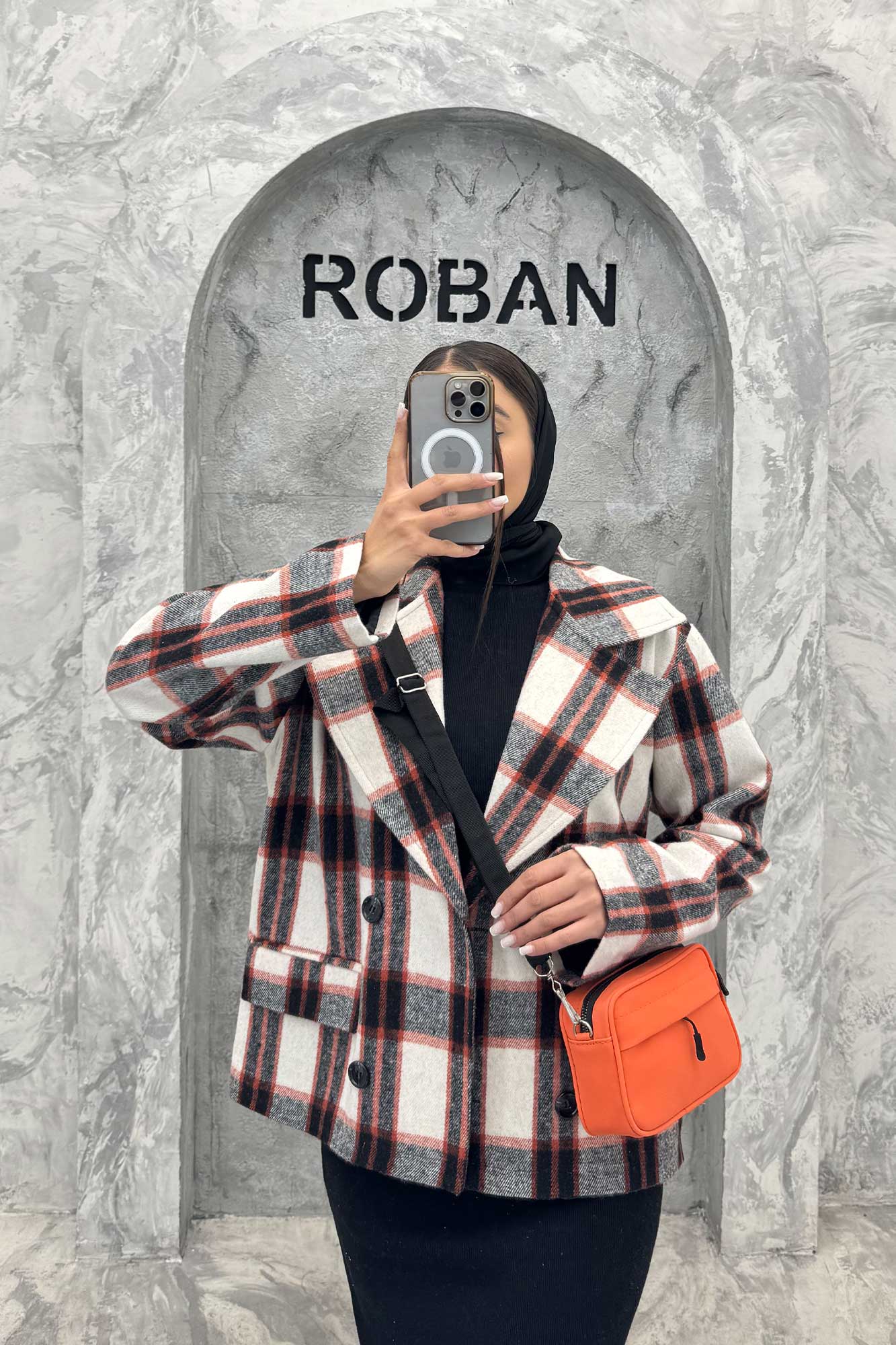 کت آستردار چهارخانه چهار دکمه کابریا