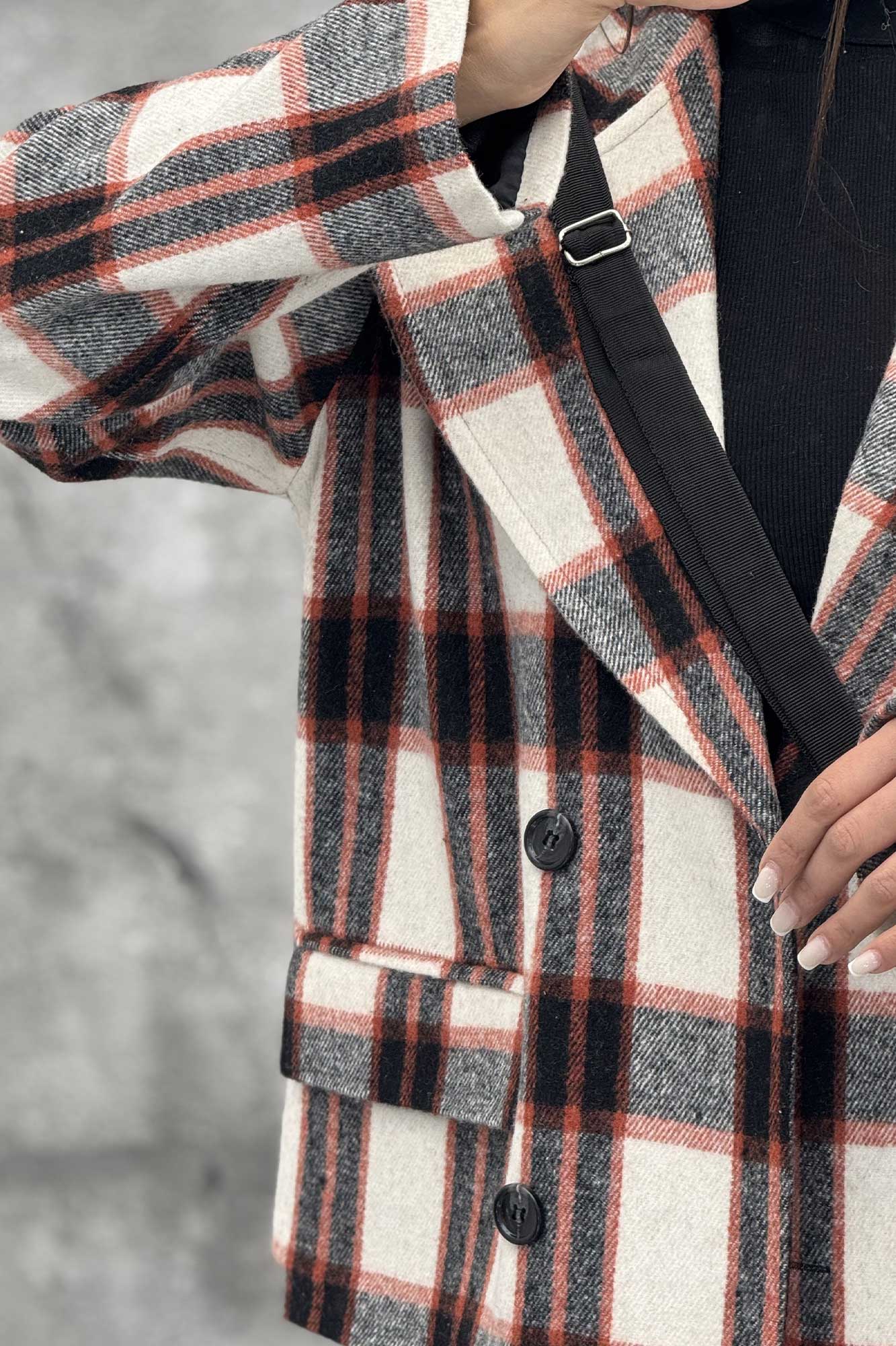 کت آستردار چهارخانه چهار دکمه کابریا