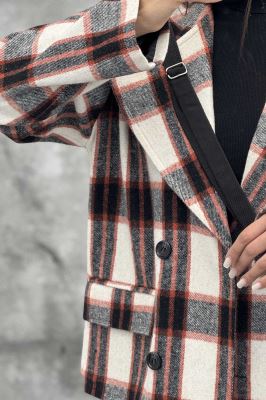 کت آستردار چهارخانه چهار دکمه کابریا