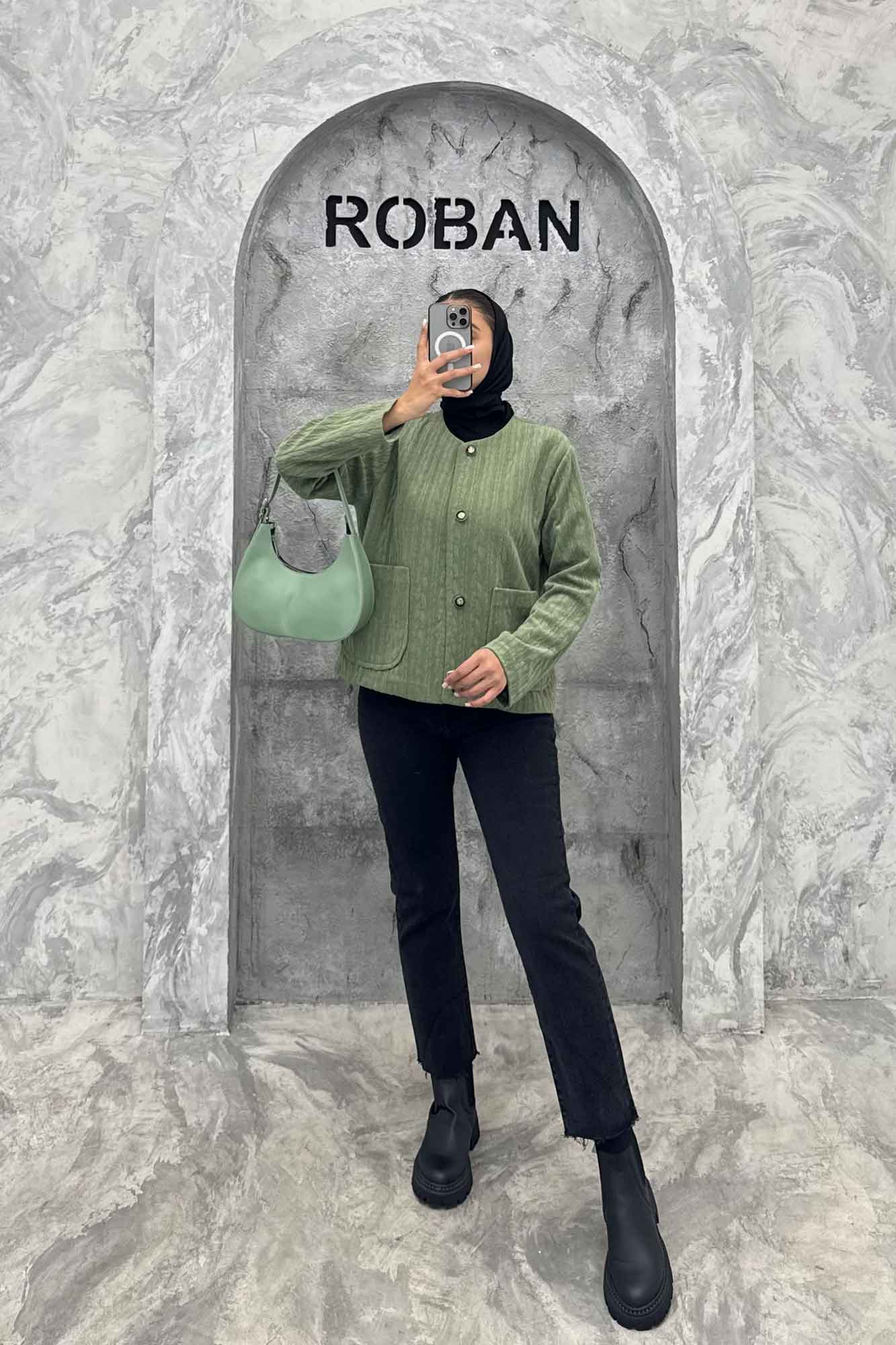 کت یقه گرد آسنردار مراکشی گپ دو جیب