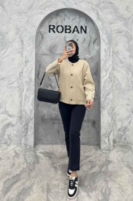 کت یقه گرد آسنردار مراکشی گپ دو جیب