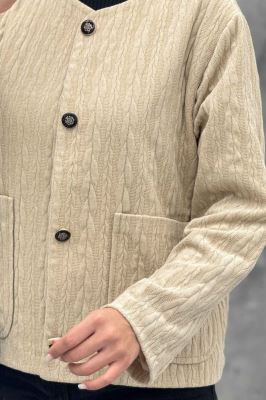 کت یقه گرد آسنردار مراکشی گپ دو جیب