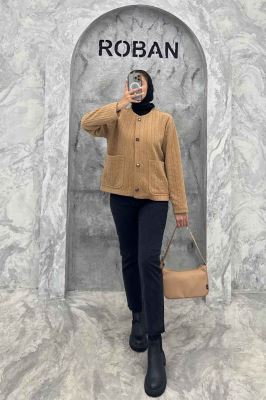 کت یقه گرد آسنردار مراکشی گپ دو جیب