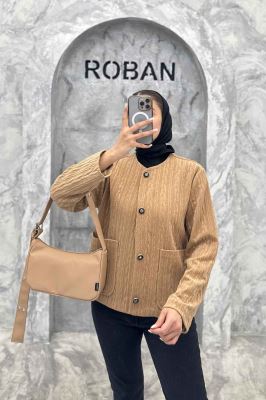 کت یقه گرد آسنردار مراکشی گپ دو جیب