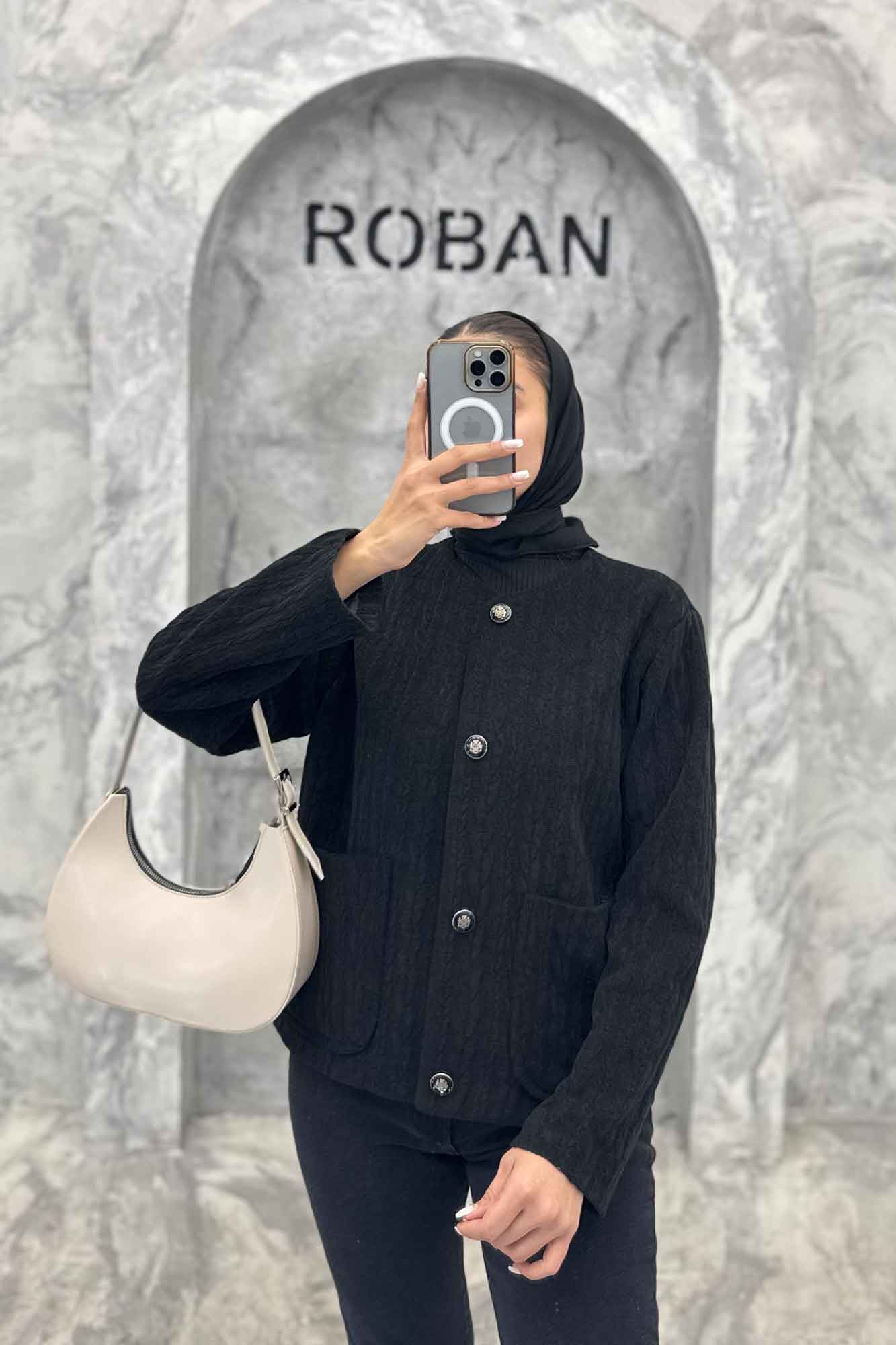 کت یقه گرد آسنردار مراکشی گپ دو جیب