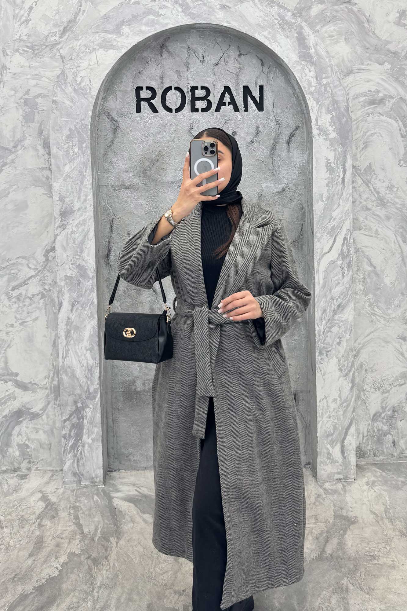 پالتو بلند فوتر جناقی یقه انگلیسی آستردار