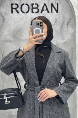 پالتو بلند فوتر جناقی یقه انگلیسی آستردار