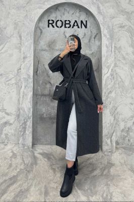 پالتو بلند فوتر جناقی یقه انگلیسی آستردار