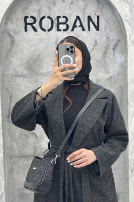 پالتو بلند فوتر جناقی یقه انگلیسی آستردار