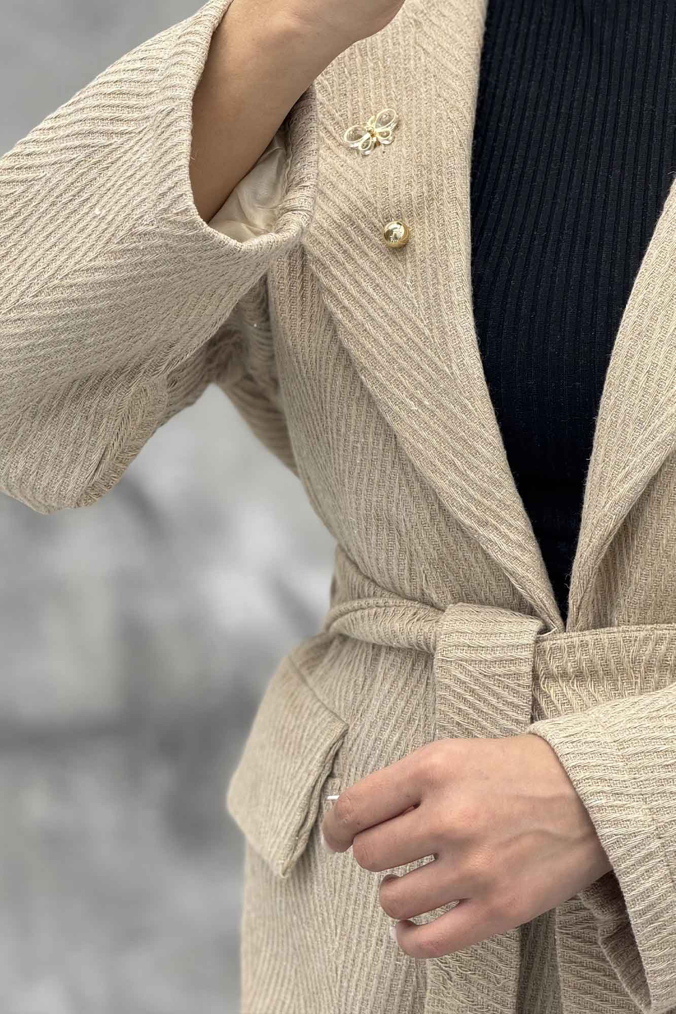 کت فوتر جناقی لمه دار گلسینه میخی آستردار