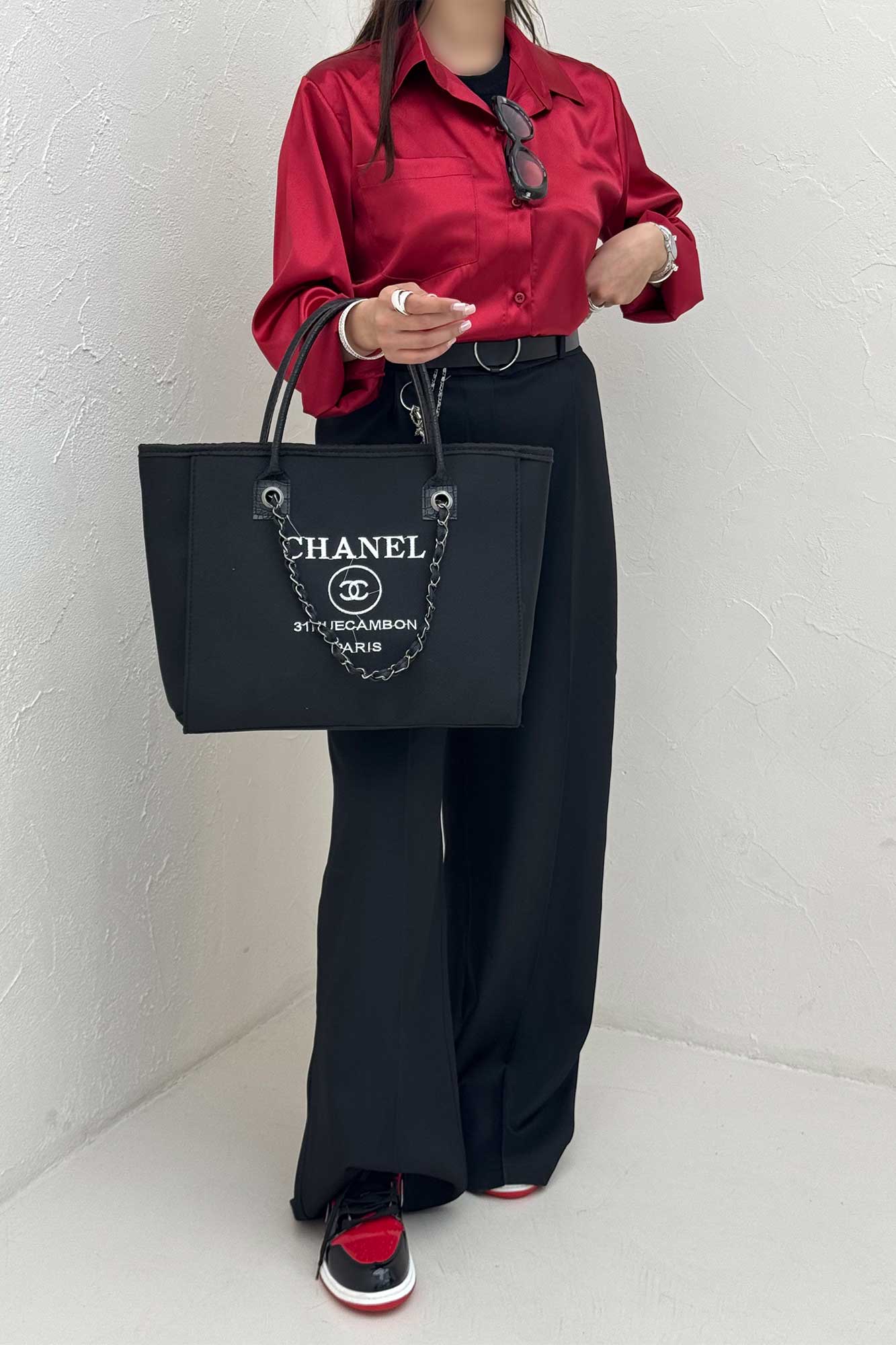 شومیز ساتن تک جیب