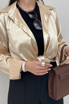 شومیز ساتن تک جیب