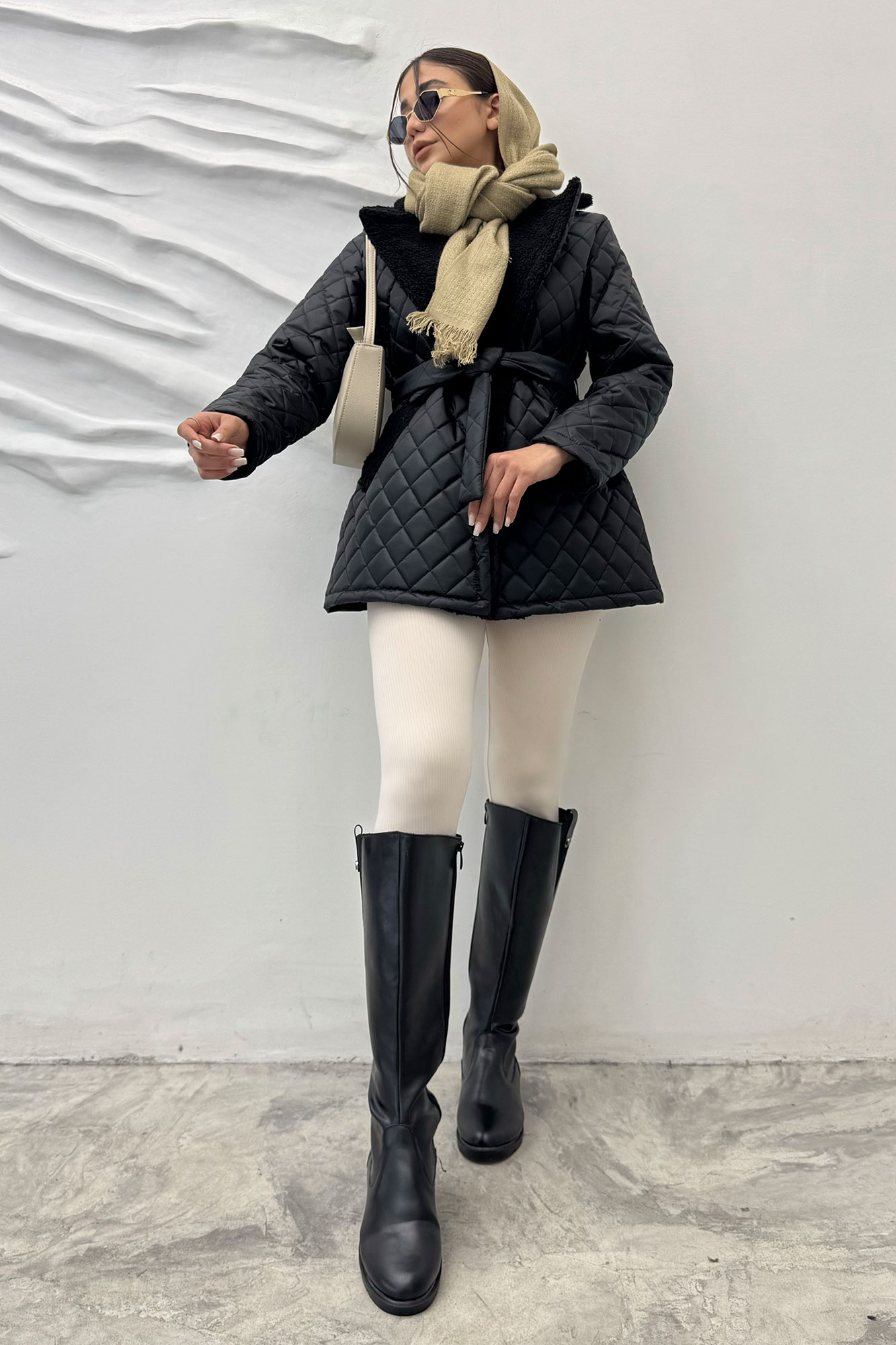  کاپشن امبردی خرجکار تدی کمربنددار 