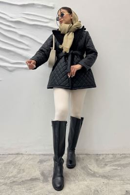  کاپشن امبردی خرجکار تدی کمربنددار 