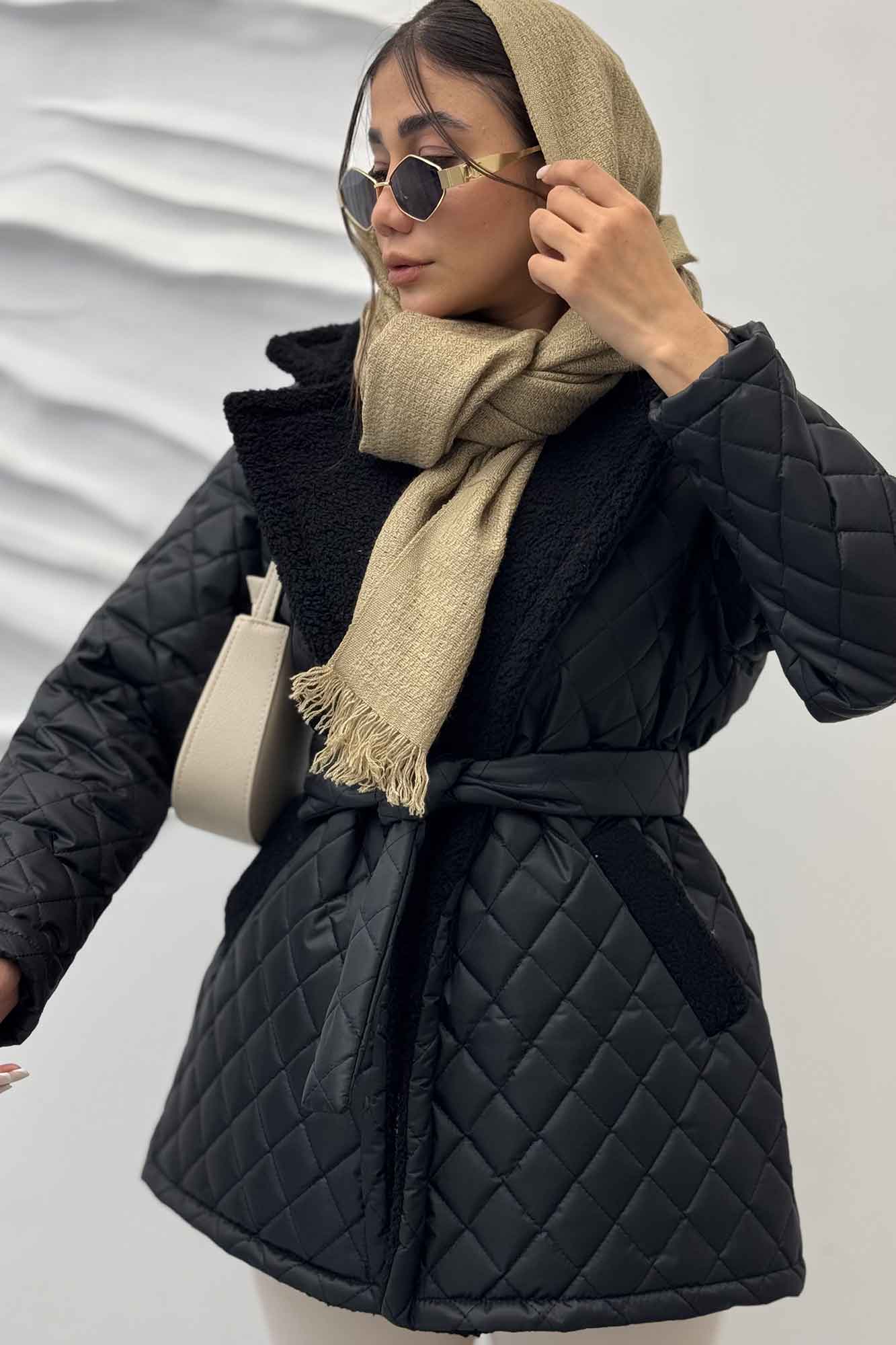  کاپشن امبردی خرجکار تدی کمربنددار 