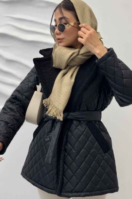  کاپشن امبردی خرجکار تدی کمربنددار 