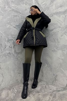  کاپشن امبردی خرجکار تدی کمربنددار 