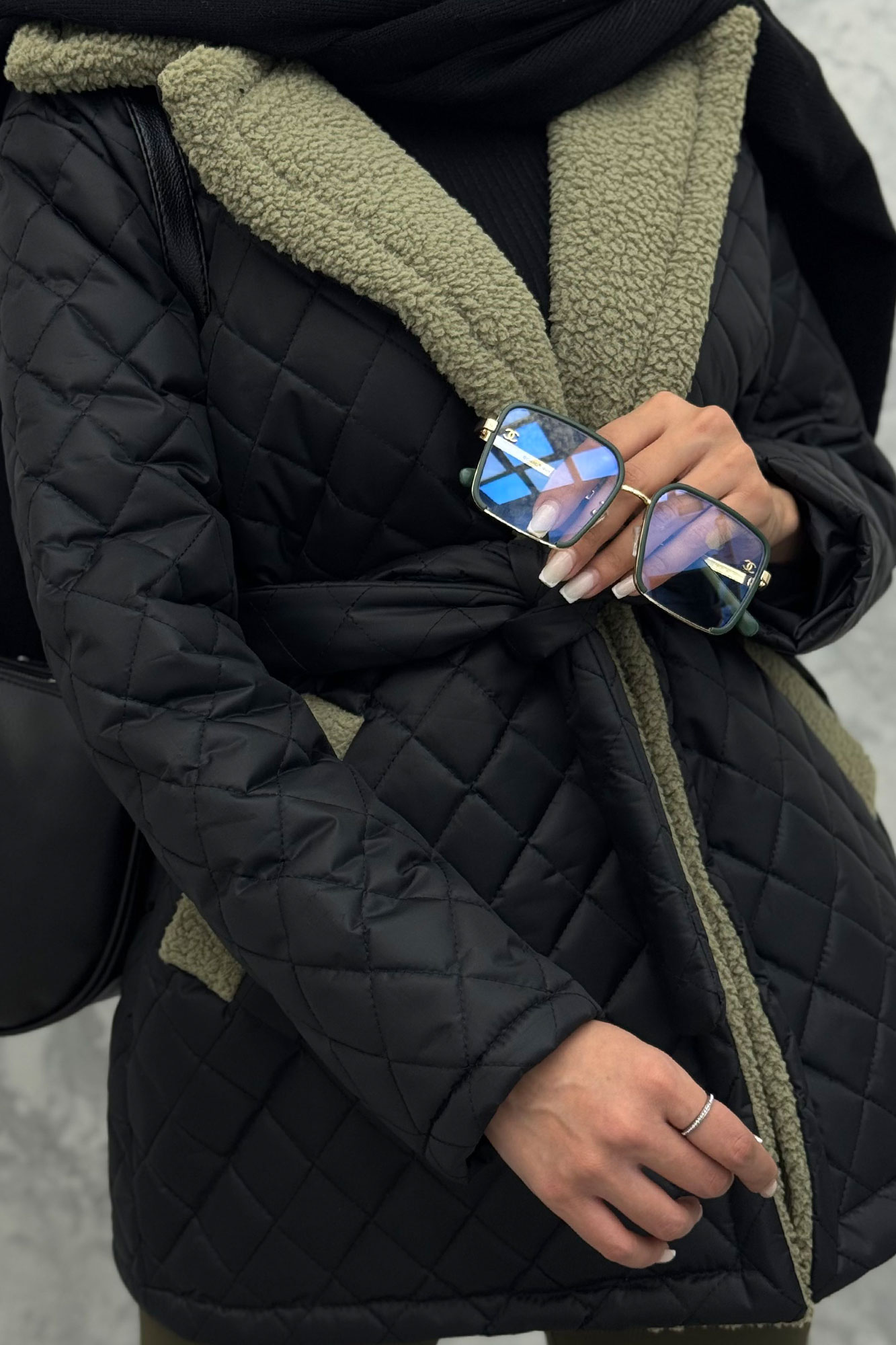  کاپشن امبردی خرجکار تدی کمربنددار 