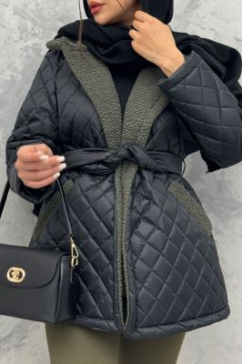  کاپشن امبردی خرجکار تدی کمربنددار 