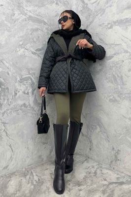  کاپشن امبردی خرجکار تدی کمربنددار 