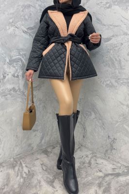  کاپشن امبردی خرجکار تدی کمربنددار 