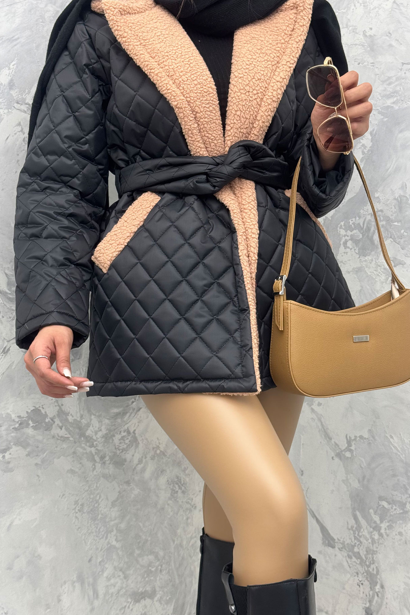  کاپشن امبردی خرجکار تدی کمربنددار 