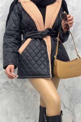  کاپشن امبردی خرجکار تدی کمربنددار 