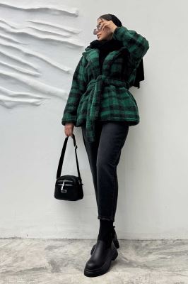 کت تدی یقه انگلیسی کمربنددار