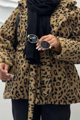 کت تدی یقه انگلیسی کمربنددار