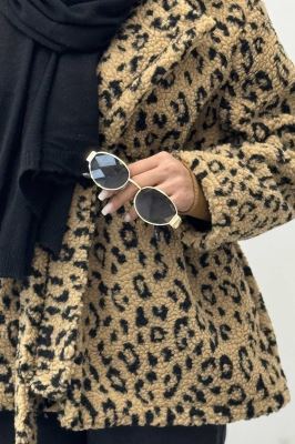 کت تدی یقه انگلیسی کمربنددار