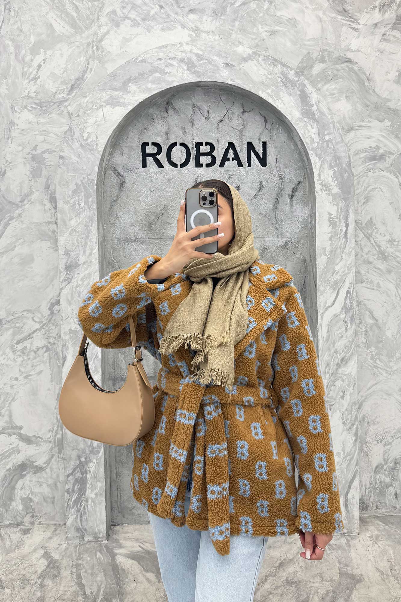 کت تدی یقه انگلیسی کمربنددار