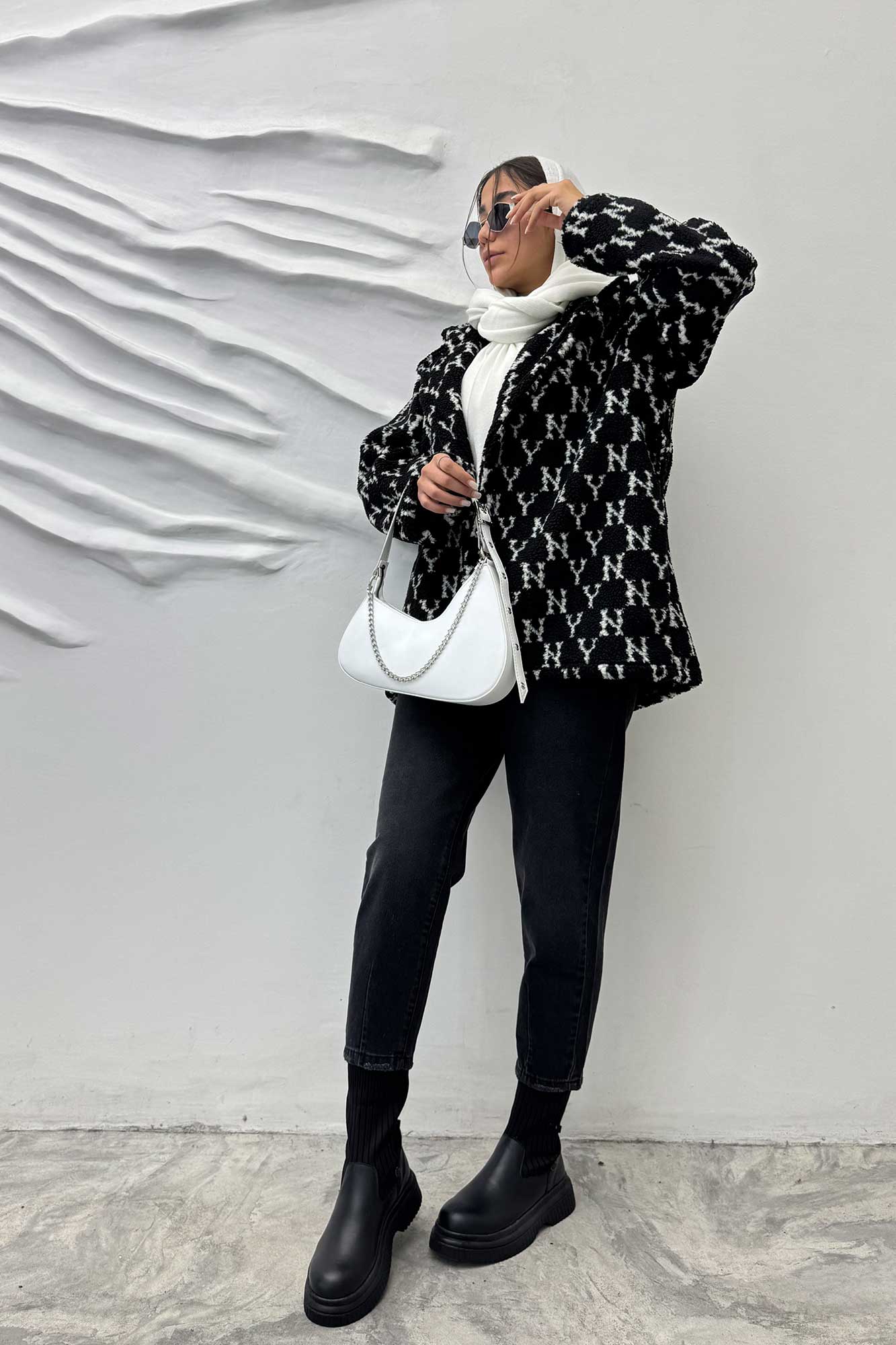 کت تدی یقه انگلیسی کمربنددار