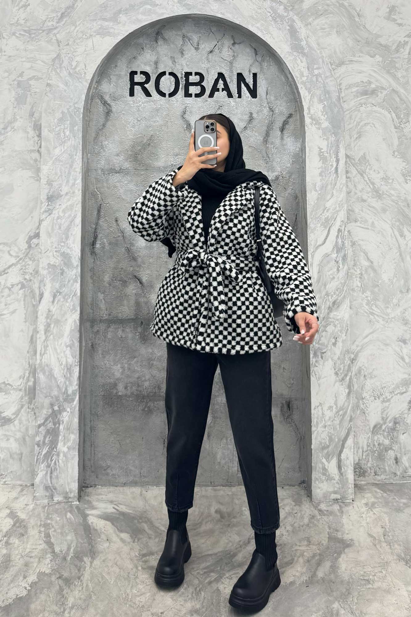 کت تدی یقه انگلیسی کمربنددار