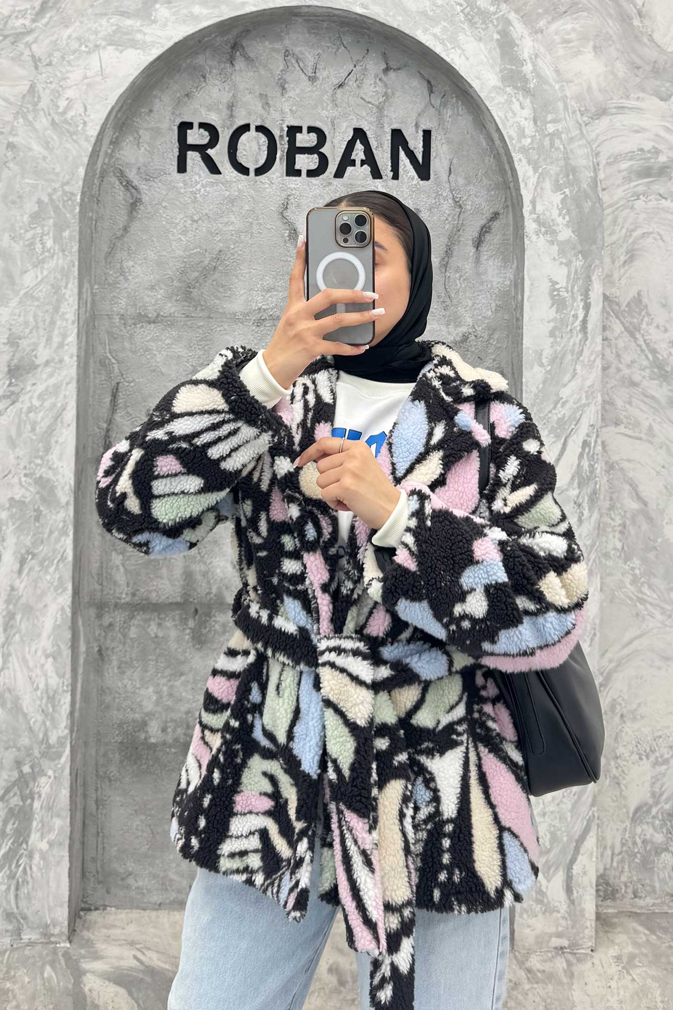 کت تدی یقه انگلیسی کمربنددار