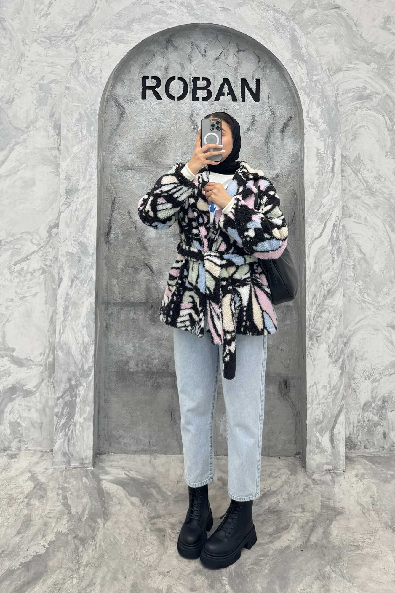 کت تدی یقه انگلیسی کمربنددار