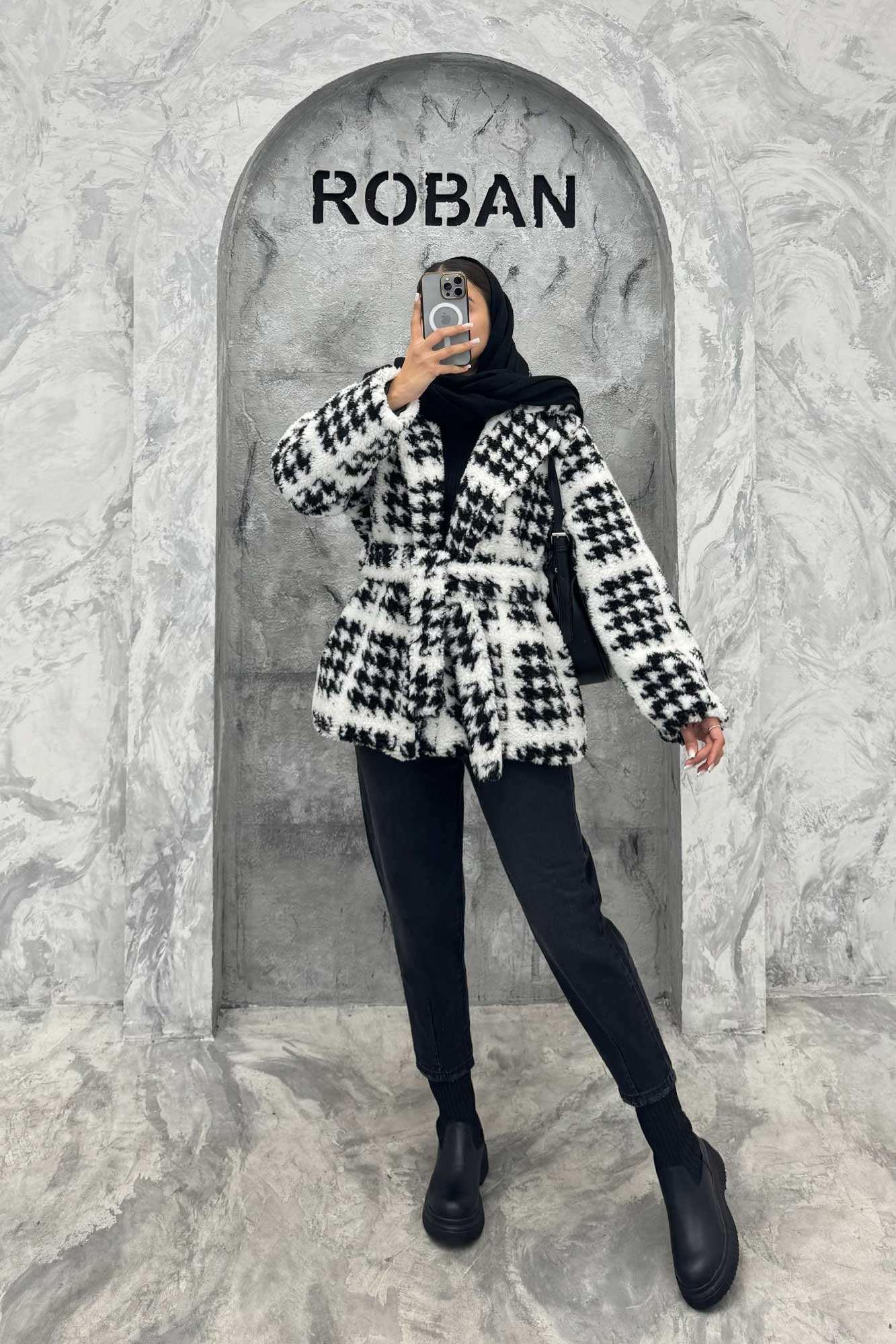 کت تدی یقه انگلیسی کمربنددار