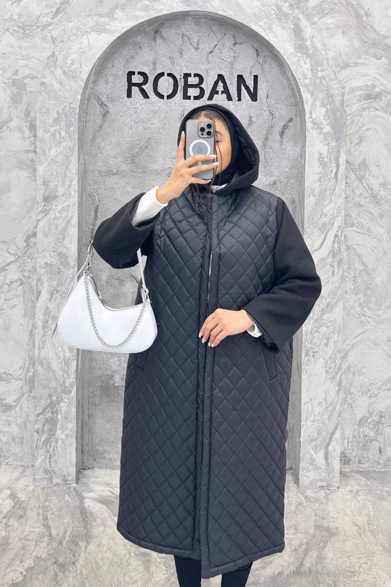 کاپشن امبردی کلاه دار آستین فوتر