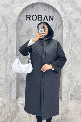 کاپشن امبردی کلاه دار آستین فوتر