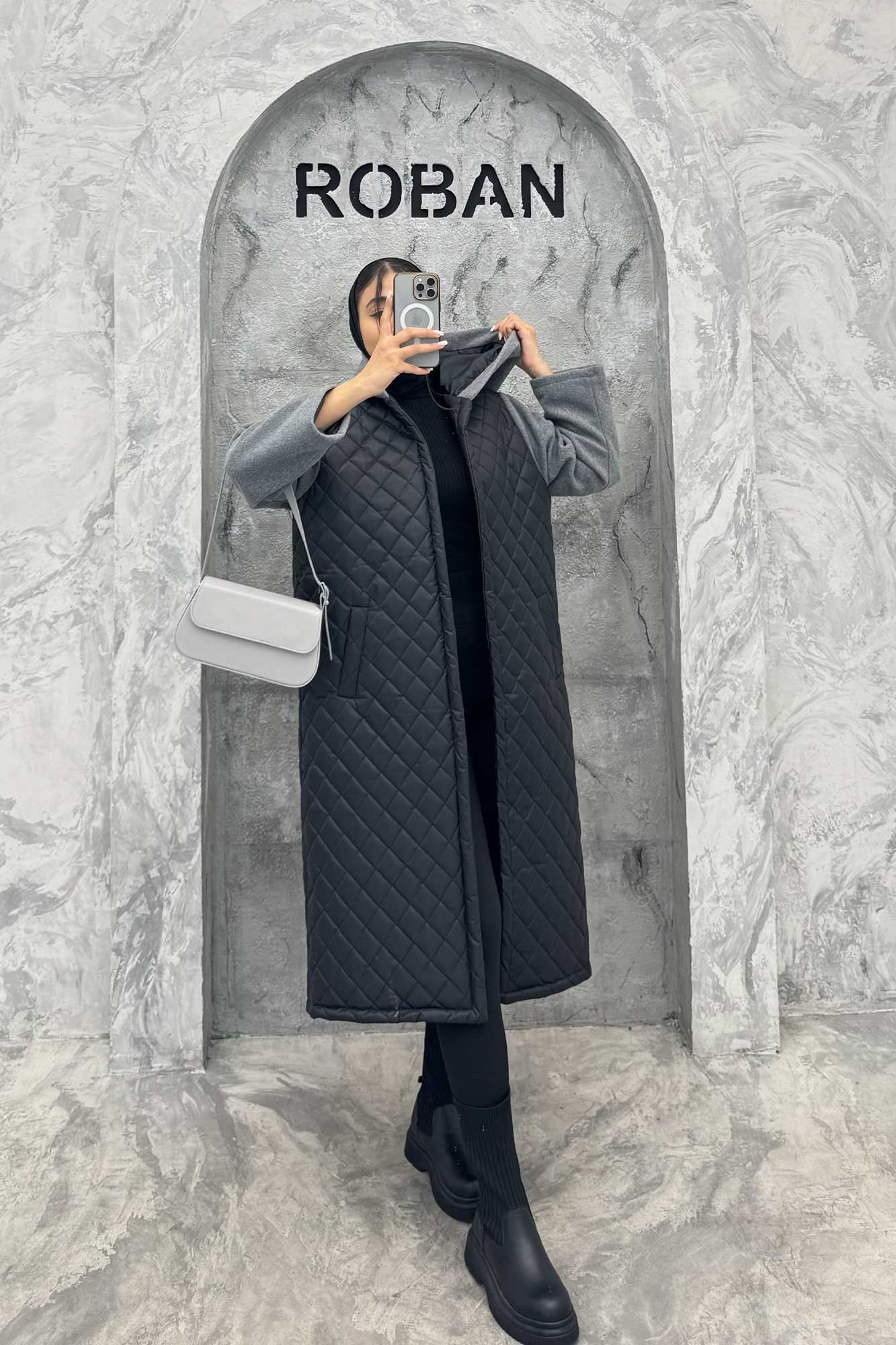 کاپشن امبردی کلاه دار آستین فوتر