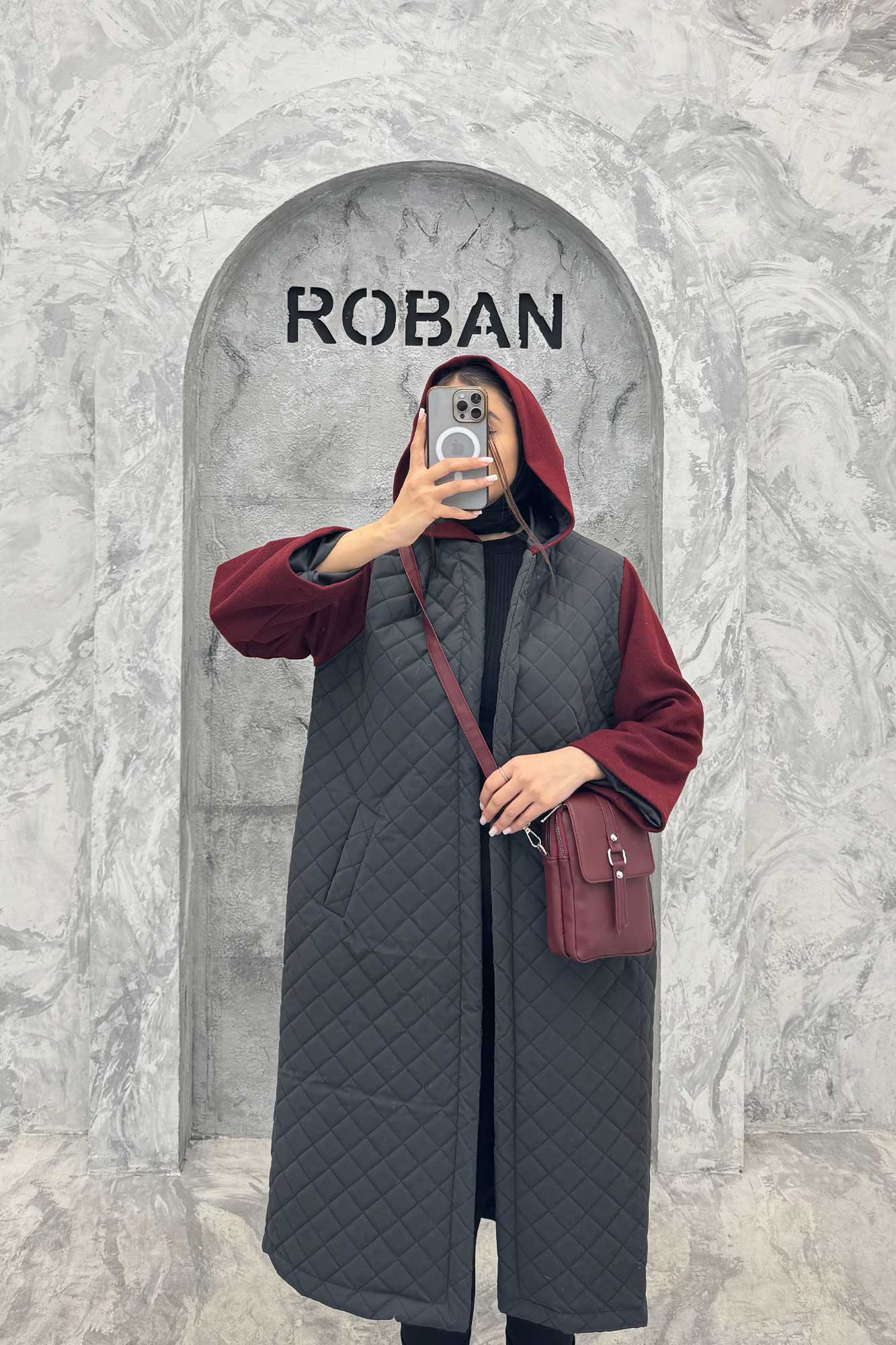 کاپشن امبردی کلاه دار آستین فوتر