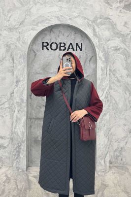 کاپشن امبردی کلاه دار آستین فوتر