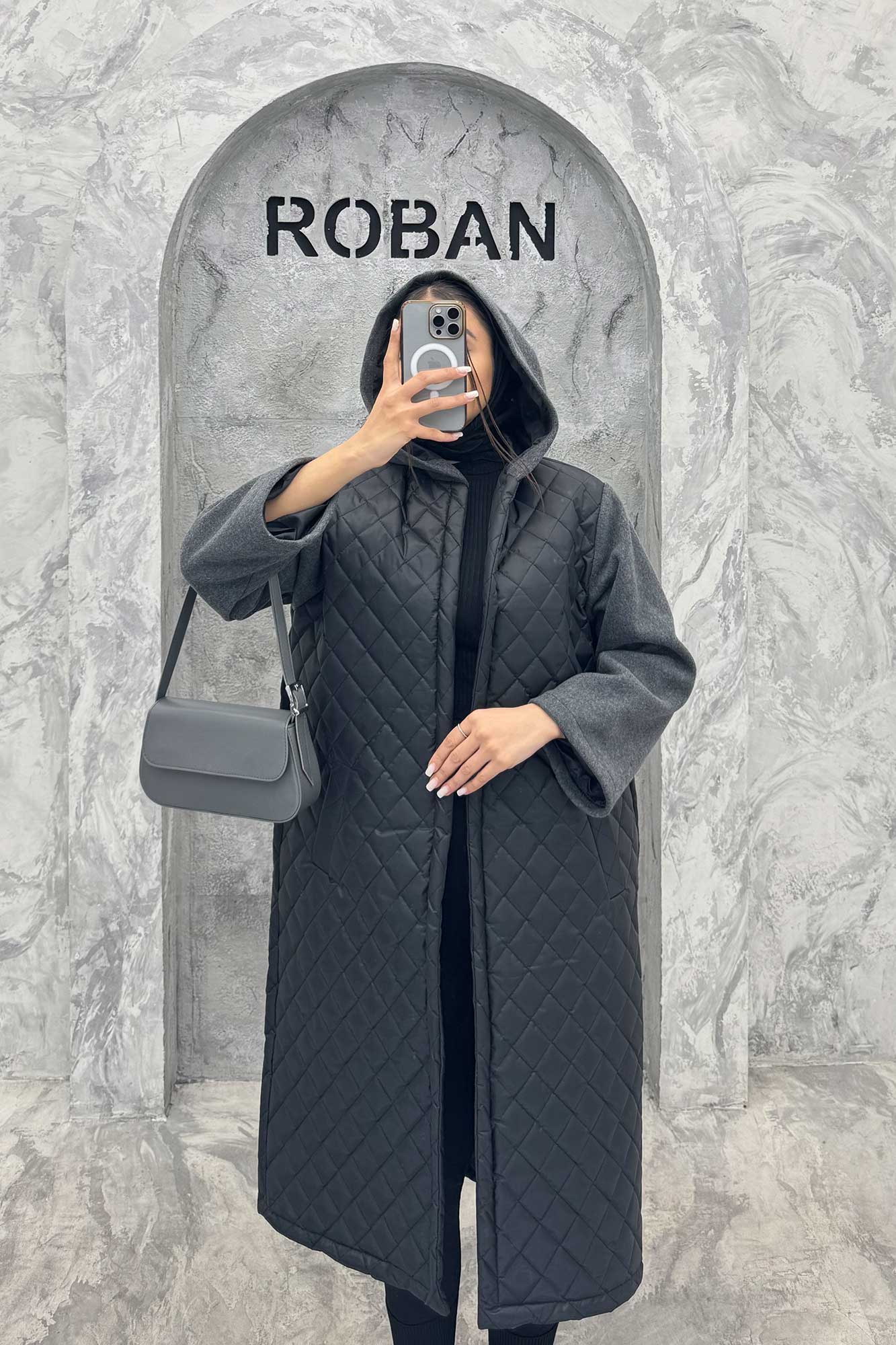 کاپشن امبردی کلاه دار آستین فوتر