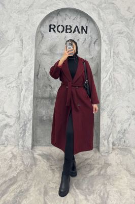 کت فوتر بلند یقه انگلیسی کمربنددار 