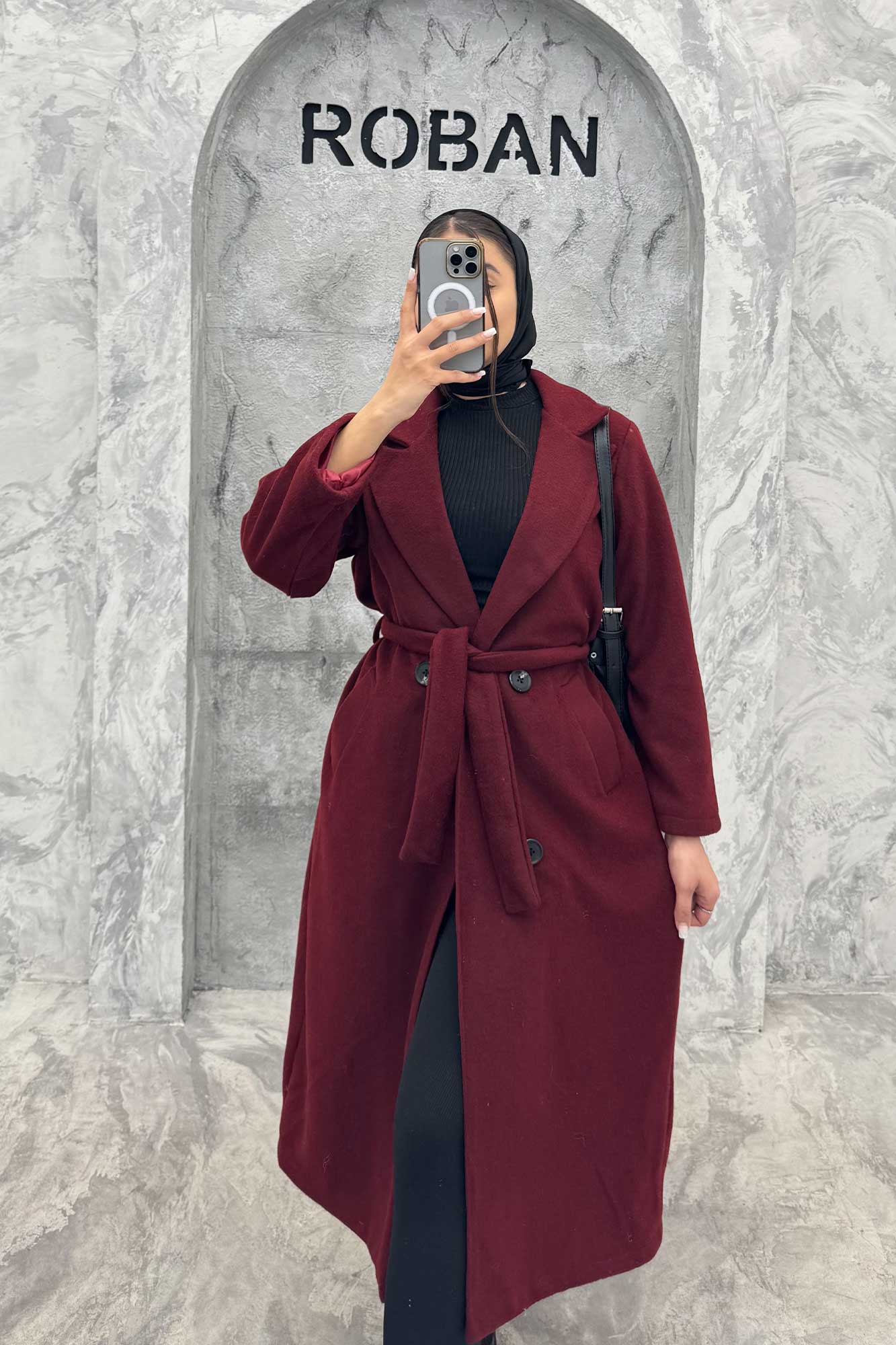 کت فوتر بلند یقه انگلیسی کمربنددار 