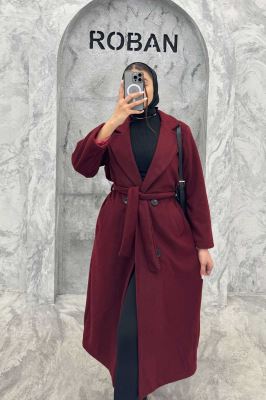 کت فوتر بلند یقه انگلیسی کمربنددار 