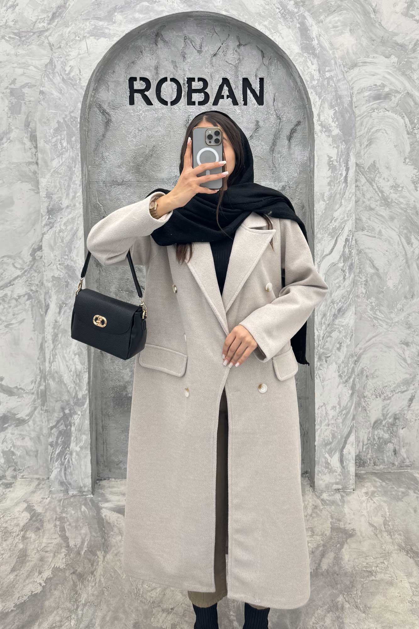 پالتو بلند فوتر کجراه یقه انگلیسی لیارز