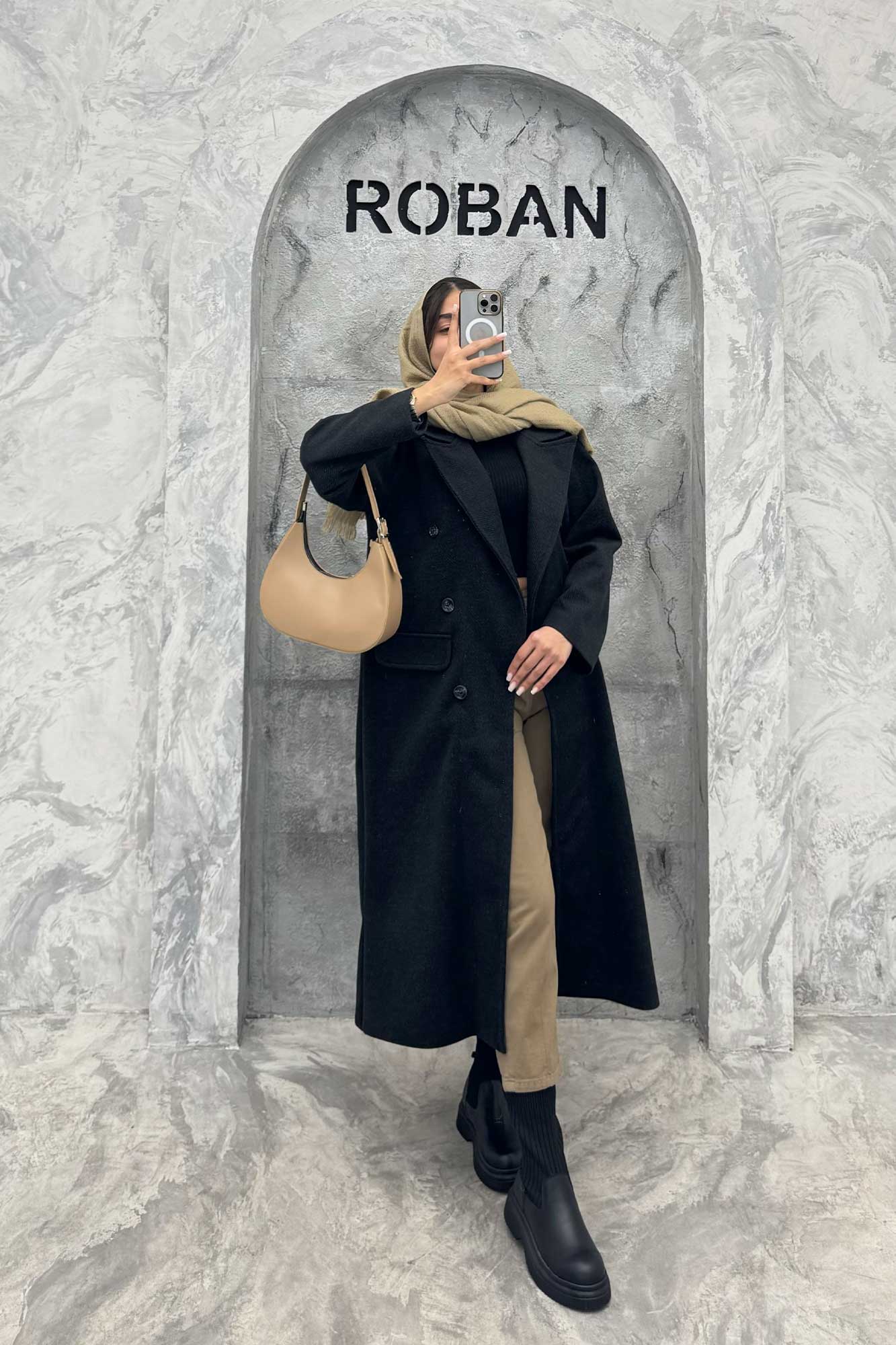 پالتو بلند فوتر کجراه یقه انگلیسی لیارز