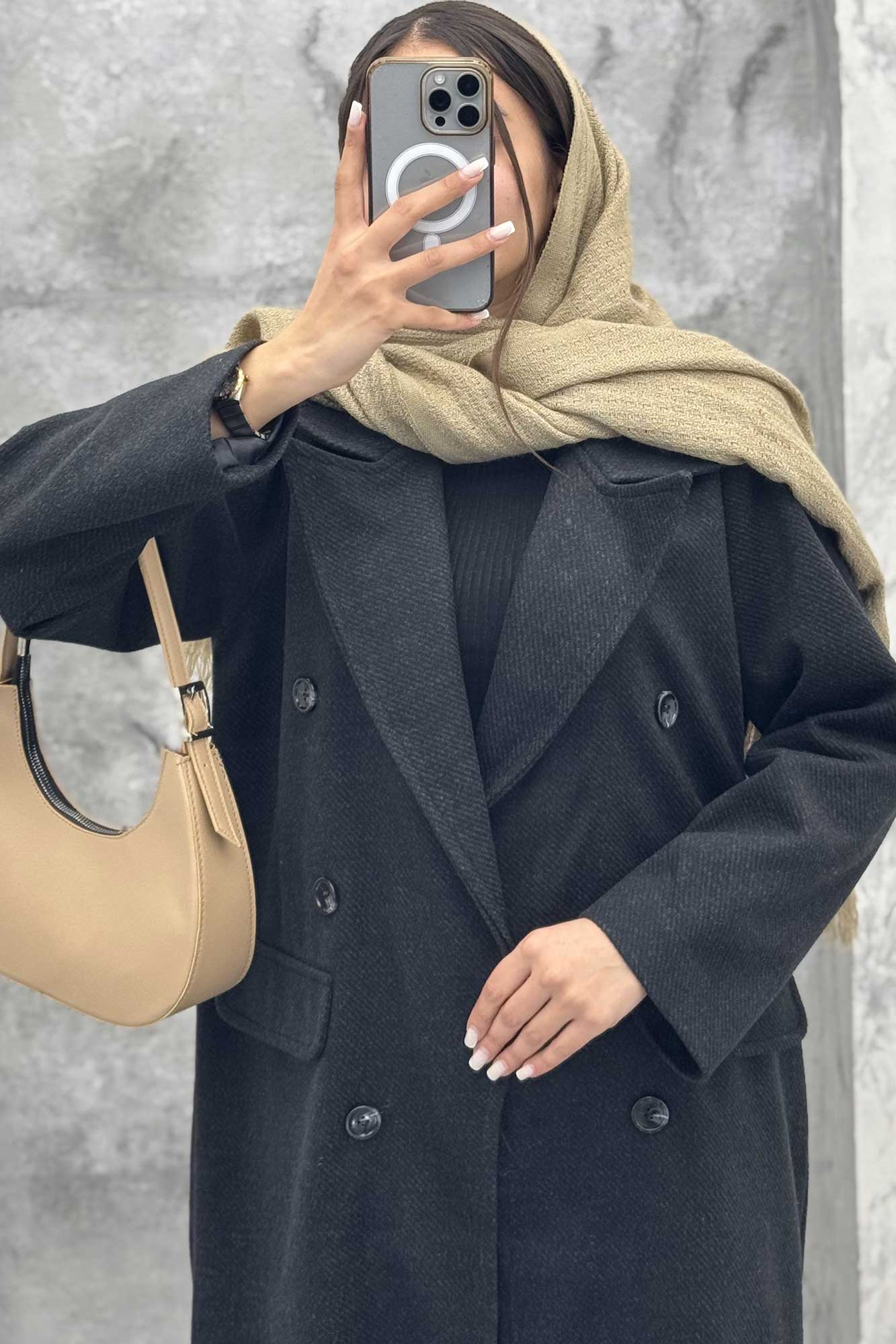 پالتو بلند فوتر کجراه یقه انگلیسی لیارز