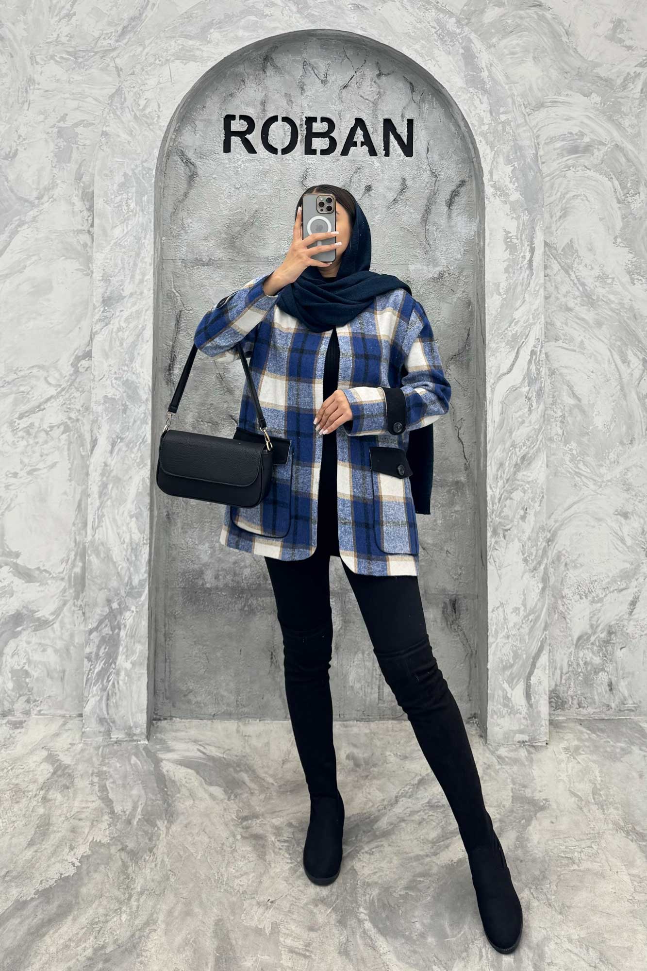 کت چهارخانه آستردار در جیب کتان پامپا