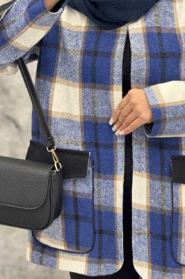 کت چهارخانه آستردار در جیب کتان پامپا